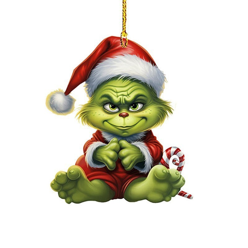 クロスボーダーグリンチベビーペンダントクリスマスホリデーデコレーションクリスマスツリーデコレーションペンダントアクリルフラット小さなペンダント|undefined
