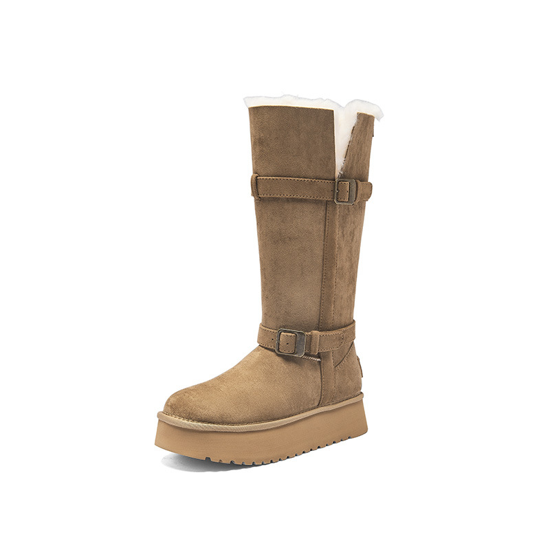 Botas de nieve de fondo grueso para mujeres 2025 nuevo otoño invierno con zapatos de algodón grueso no más altos que la rodilla