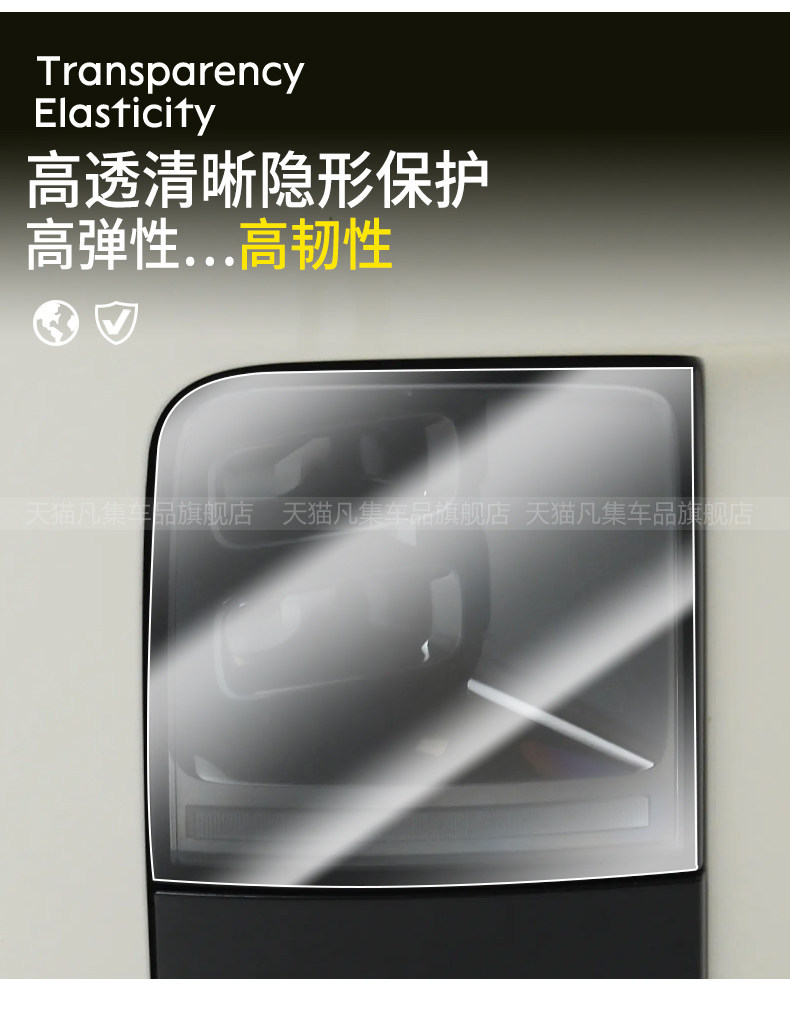 Suitable for 25 models of the Li Auto i6: light black front and rear lights, taillights, and brake lights; TPU scratch-resistant protective film for decoration
