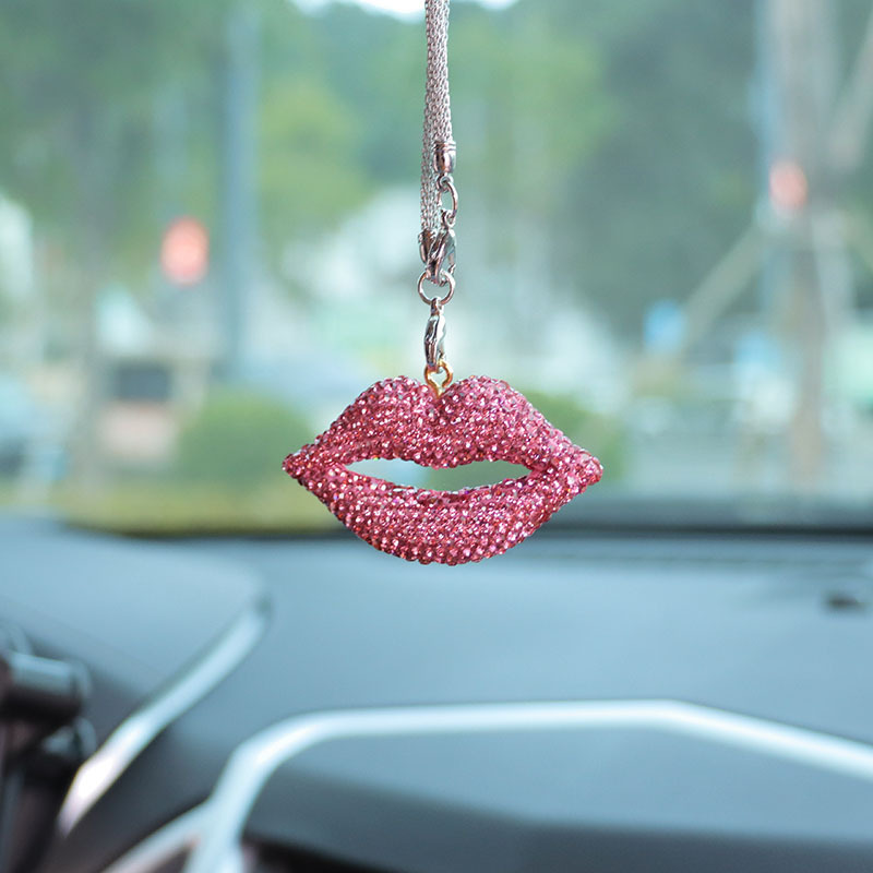Letter bow clay car interior accessories pendant ladies rhinestone car rearview mirror pendant pendant