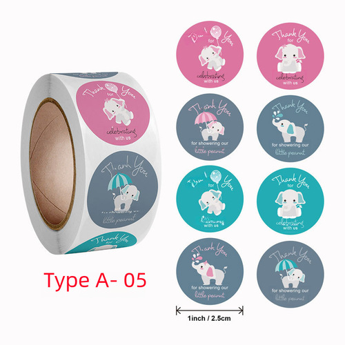 Wholesale Roll of Children's Teacher Reward Sticker Thank Yo Sticker Grey Elephant Roll