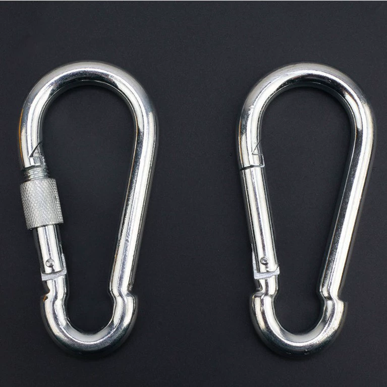 Q235 Iron -dip galvanized hook with snail spring buckle outdoor climbing connection ring pet chain hook