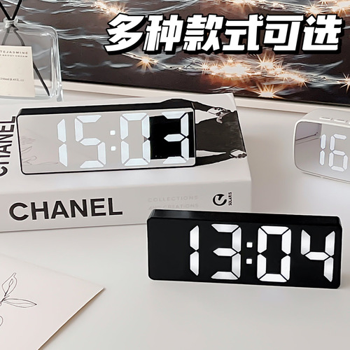 Luminous mirror clock dormitory desktop LED electronic clock ins style digital display electronic alarm clock desktop ornaments