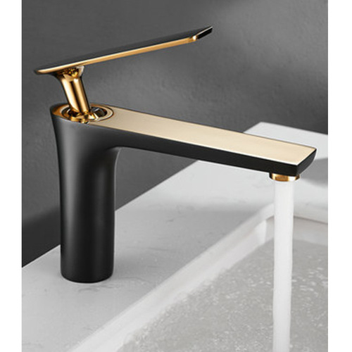 Light luxury hot and cold faucet white elevated bathroom faucet black gold basin basin faucet brass