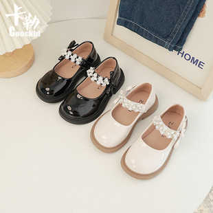 Girls' shoes 2024 new spring and autumn children's soft bottom single-layer shoes medium and big children's western style small leather shoes girls' princess shoes