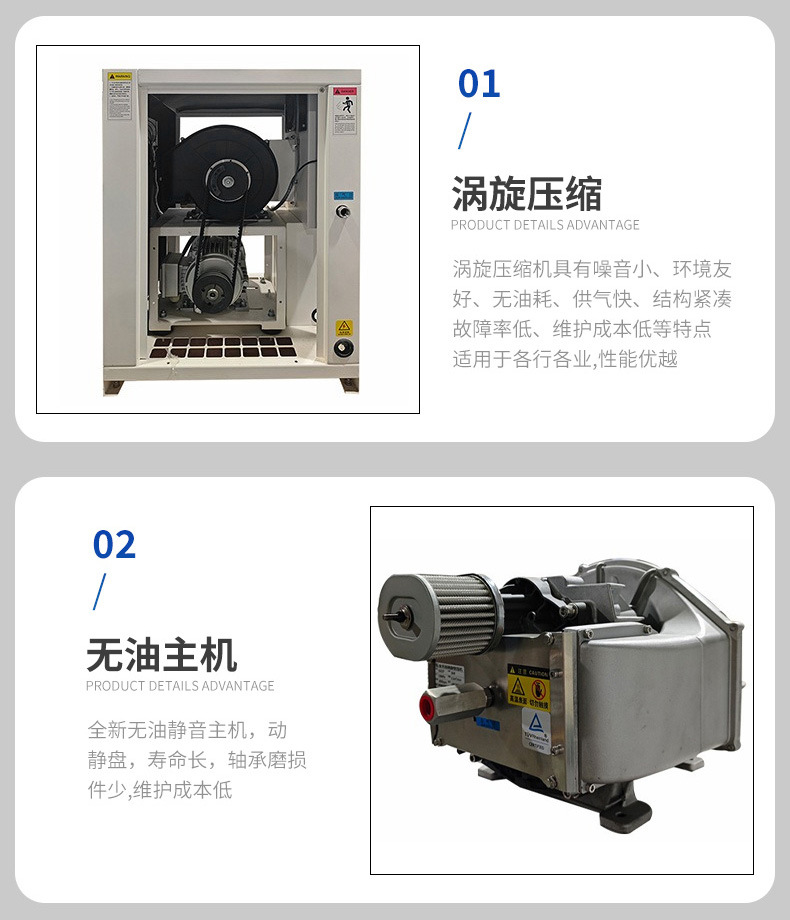 Yibang Source Factory Low Noise Oil-free Scroll Air Compressor Food Industry Laboratory Oxygen Generation Supporting Air Compressor