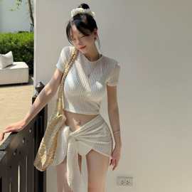 韩国ins高级感小胸分体绝美纯欲bikini沙滩海边度假温泉游泳衣女