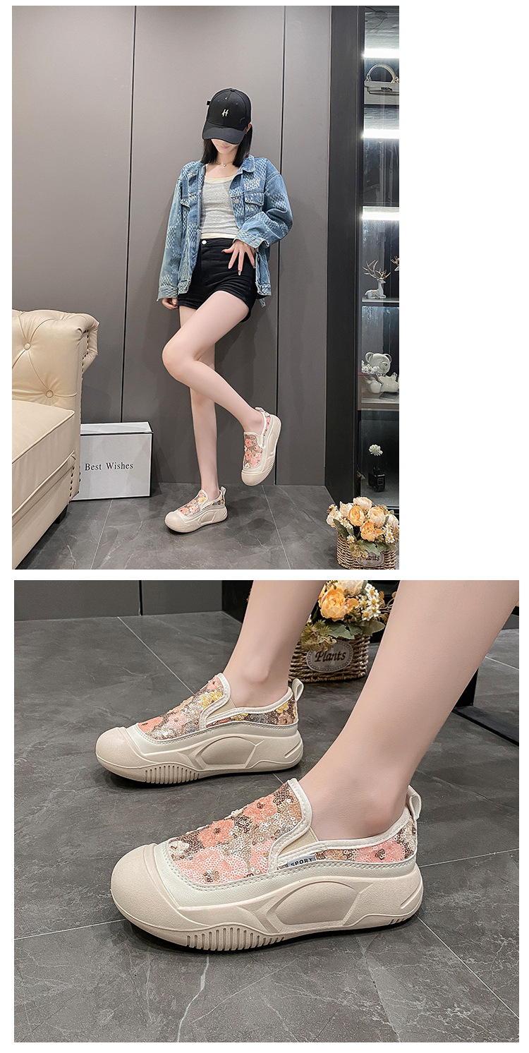 Women's Casual Floral Sequins Round Toe Casual Shoes display picture 12