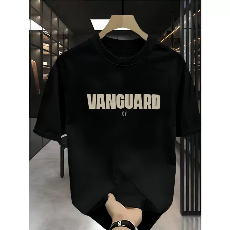 Американская модная мужская футболка с коротким рукавом, лето 2025, новая, из чистого хлопка, свободного кроя, плотная, повседневная, полурукав