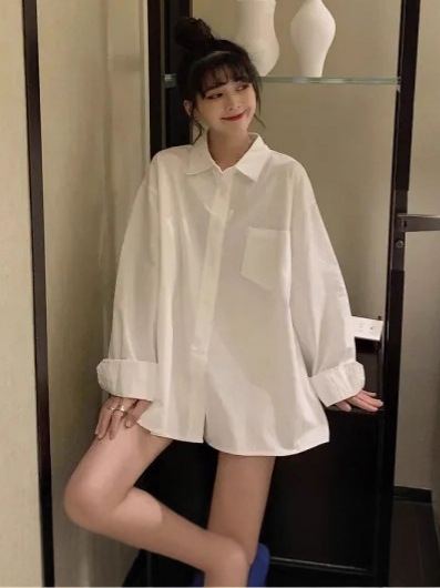 韩版新款春秋大码JK制服衬衣学院白色长袖衬衫上衣工作服一件代发