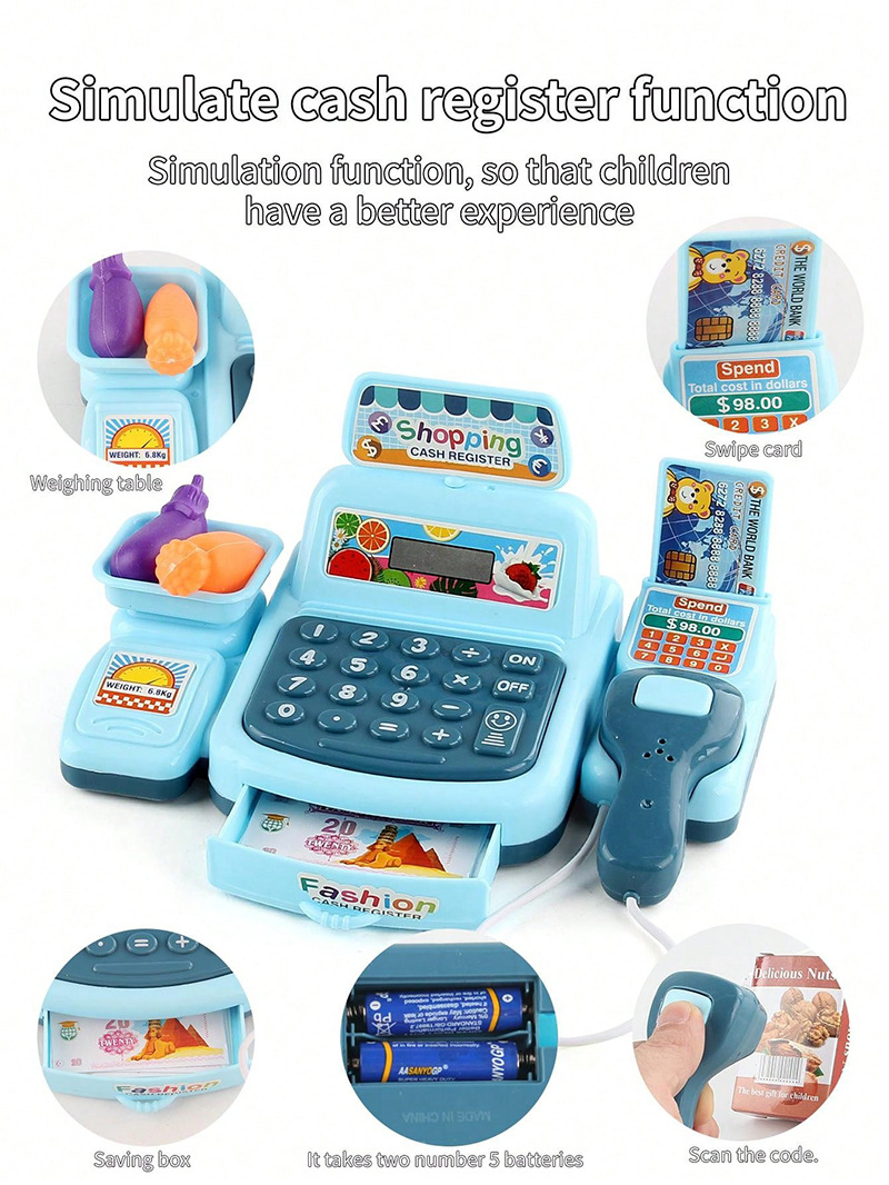 Simulation Shopping Cash House Toys Electronic Game Lighting And Sound Effects Supermarket Cashier Toys For Children Gifi O1Cn01Bu1Zzw1Ke9Wagycep !!2206776261188 0 Cib