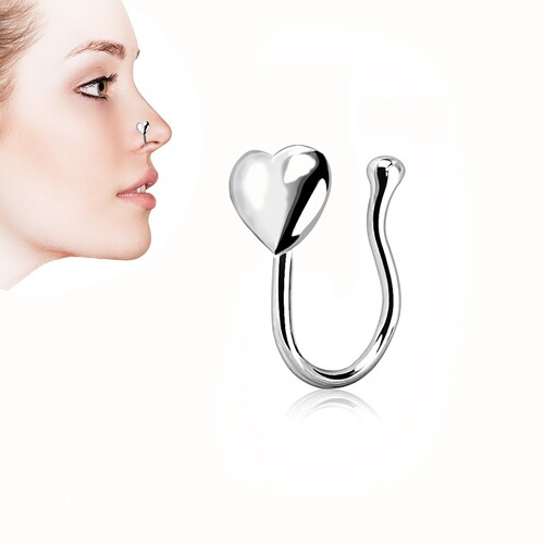 European and American piercing jewelry love nose pin nose ring hypoallergenic stainless steel new nose jewelry holeless piercing jewelry