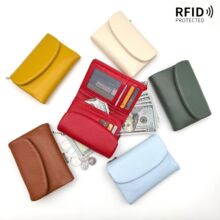 外贸跨境真皮钱包短款多卡位头层牛皮手拿包大容量钱夹防盗刷RFID