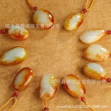 批发纯天然和田玉黑皮吊坠原石款金皮玉石款挂件简约百搭男女同款