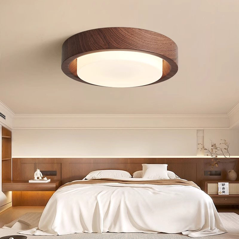 Lámpara de techo de dormitorio, estilo antiguo, pasillo de color nogal retro americano, lámpara de habitación de libro de dormitorio principal, protección ocular de espectro completo, súper brillante