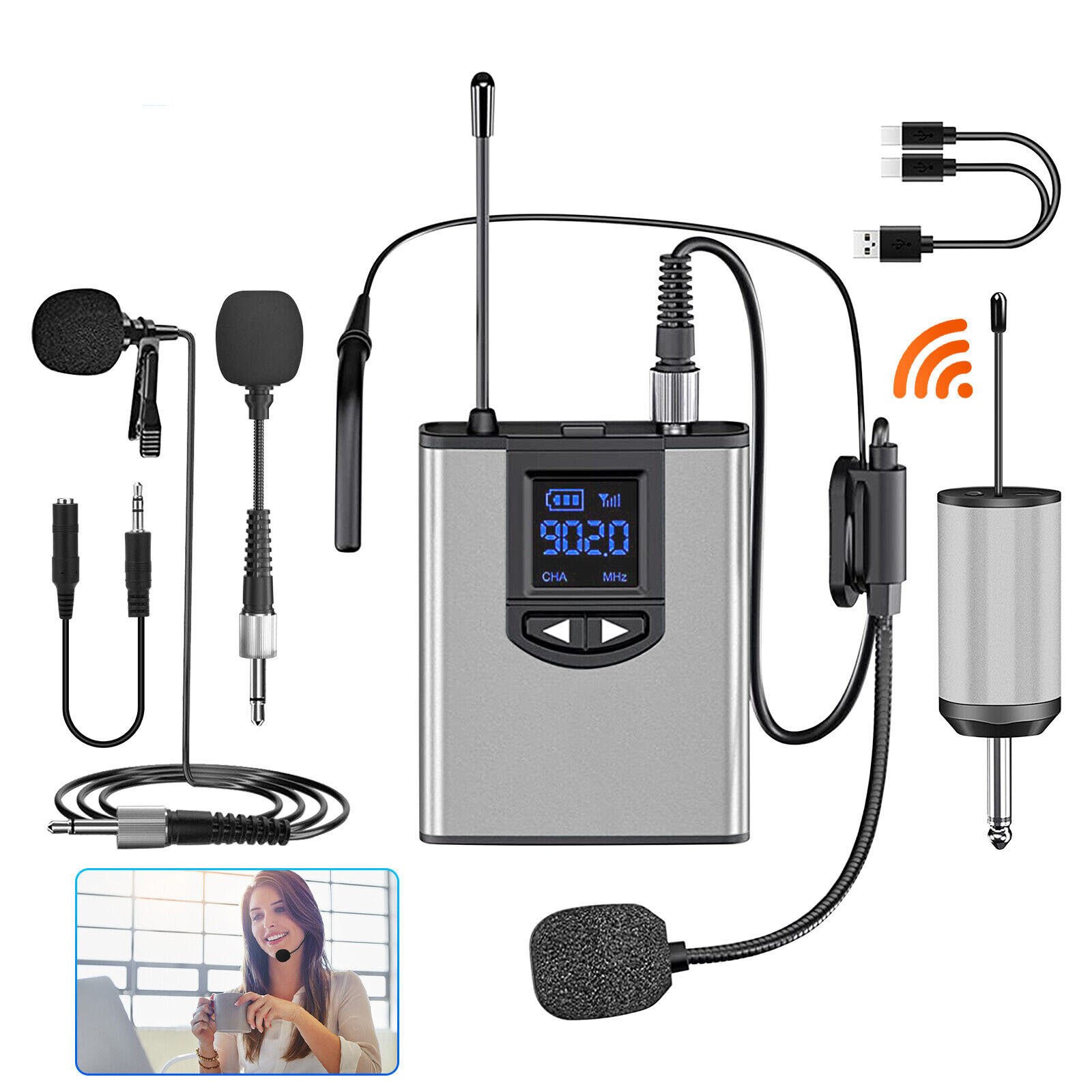 Nuevo inalámbrico headwear collar clip pequeña abeja micrófono de radio profesional móvil en vivo entrevista al aire libre fotografía Cámara micrófono