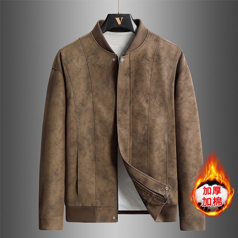 Cross-Border Wholesale/Autumn and Winter Thickened Motorcycle Jackets for Teenagers and Men, Suede Casual Jackets