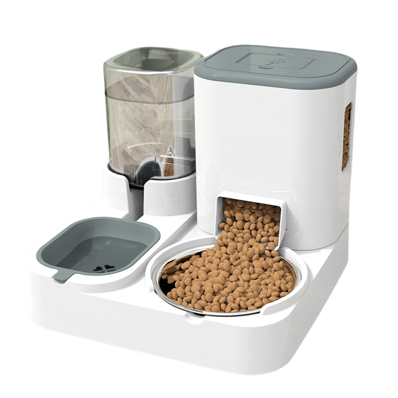Automatic Cat Food Feeder with Water Dispenser Double Bowl Pet Water Circulation Cat Dish Dog Dish Eco-Friendly Plastic_voghion.com