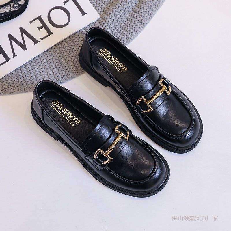 出口意大利原单尾货低跟乐福鞋女小皮鞋