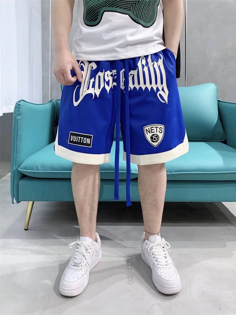 Pantalones cortos de baloncesto americano de los hombres de verano de entrenamiento Delgado Deportes quinto pantalones de la calle hip hop marca de moda bordado pantalones sueltos