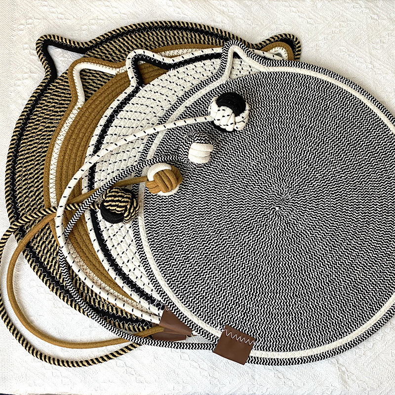 Alfombrilla tejida para gatos, juguete y cama antideslizante lavable