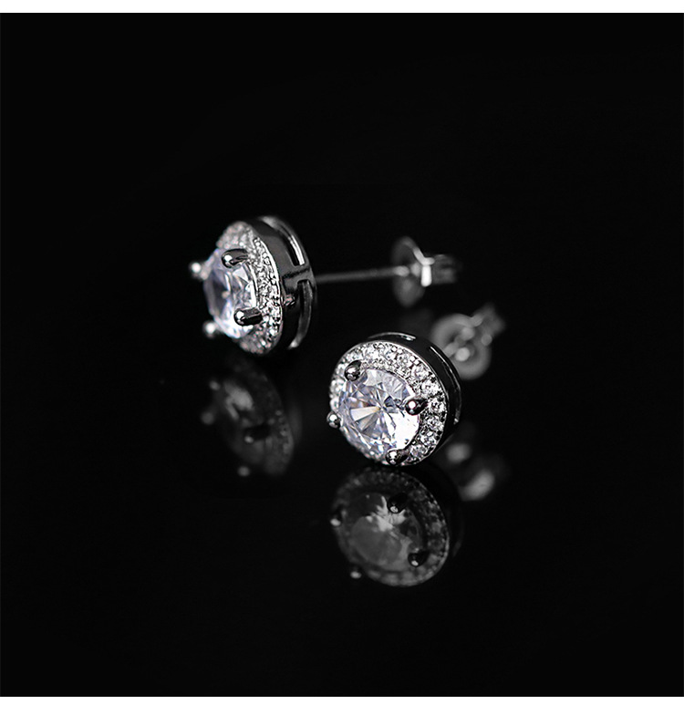 1 Pair Hip-hop Round Plating Inlay Copper Zircon Ear Studs display picture 6