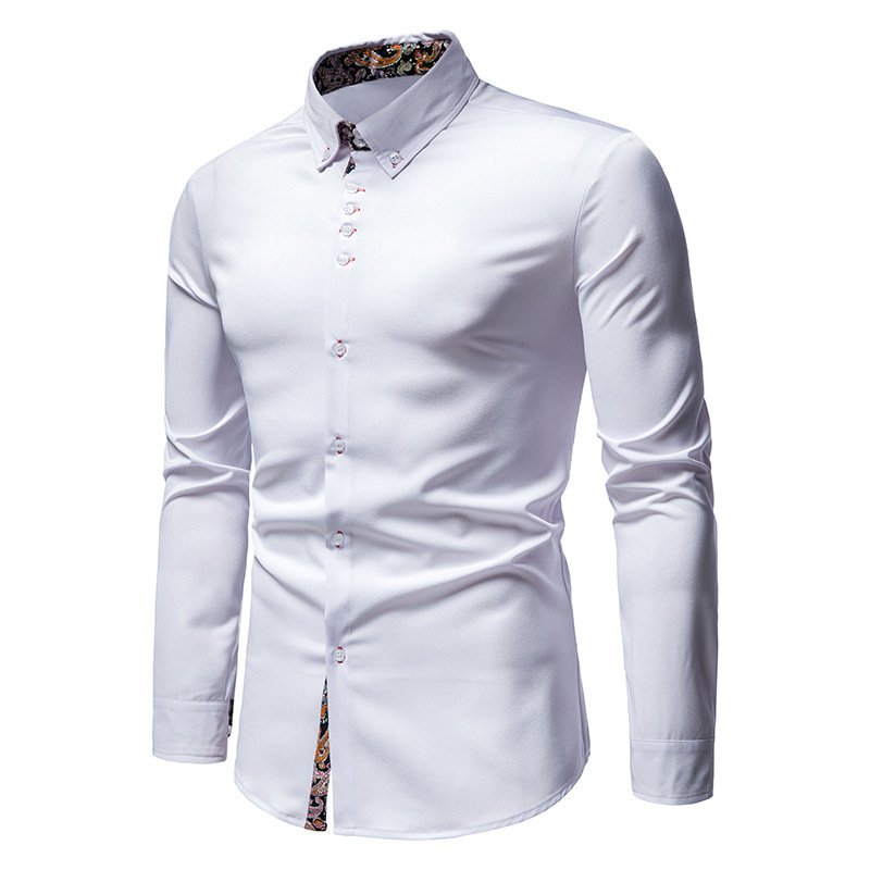 Men's Solid Color Patchwork Blouse Men's Clothing display picture 7