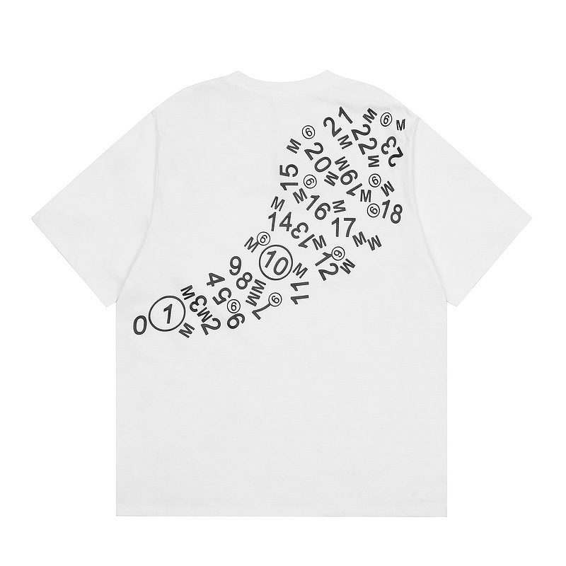 Mm6マギラtシャツ2023夏新作男女カップル服アラビア数字プリント半袖|undefined