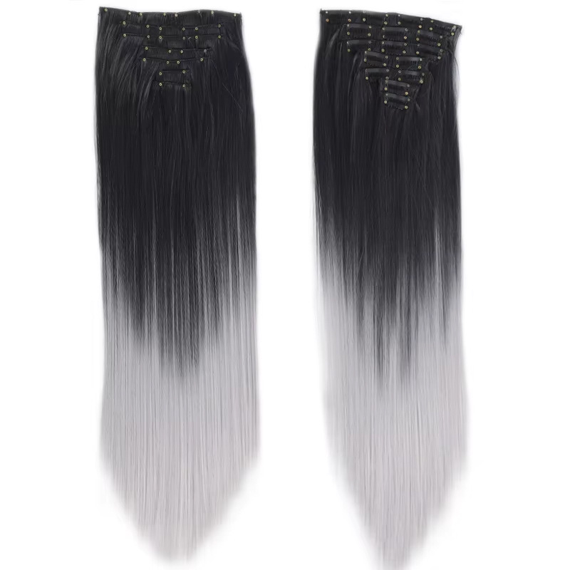 Gradient Synthetic Hair Extensions 7 Piece Clip In Set For Hair_voghion.com