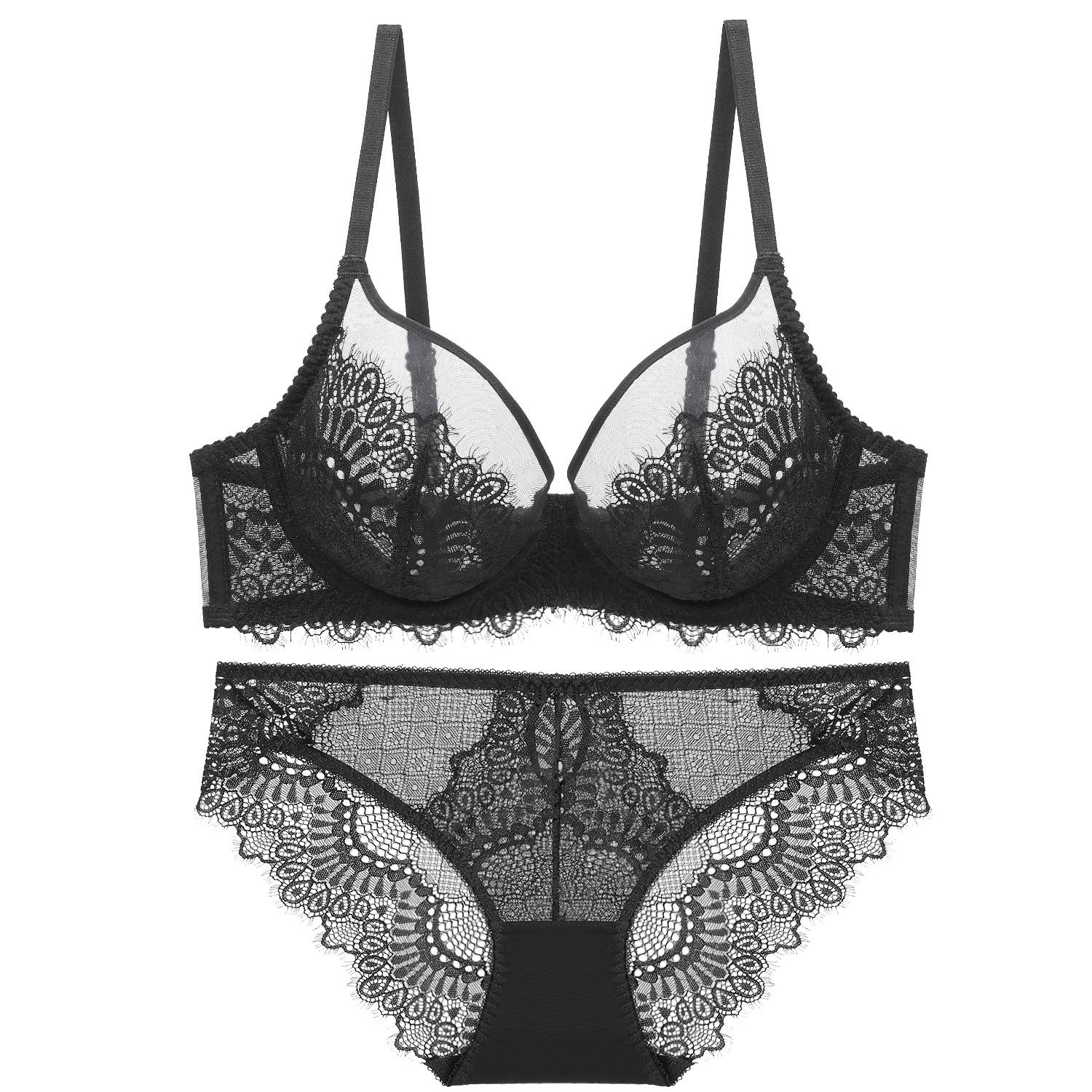Ensemble de sous-vêtements confortables et respirants pour femmes avec soutien-gorge ultra fin en dentelle sexy_voghion.com