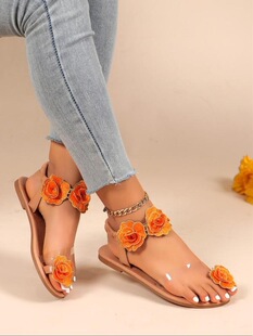 B 62883 Flat Flower Sandals ���w�����Ь