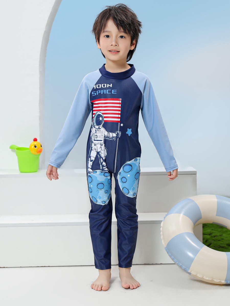Traje de baño para niños de comercio exterior, traje de natación de secado rápido con protector solar de manga larga para niños, traje de buceo para bebés, traje de surf al por mayor