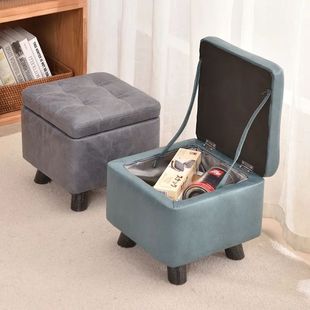 Small Stool for Living Room Storage, Storage Stool, Coffee Table Stool, Solid Wood Sofa Stool, Footrest, Shoe-Changing Low Stool, Tech Fabric Ottoman