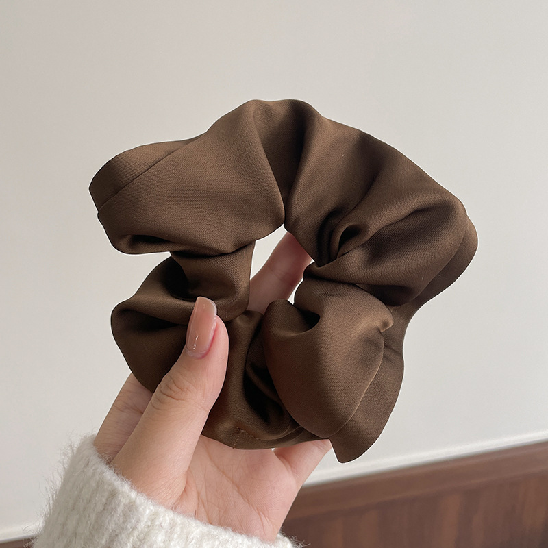 Accesorio para el cabello de estilo francés para mujer, pañuelo cuadrado simple, coletero de gran tamaño con ribete de encaje.