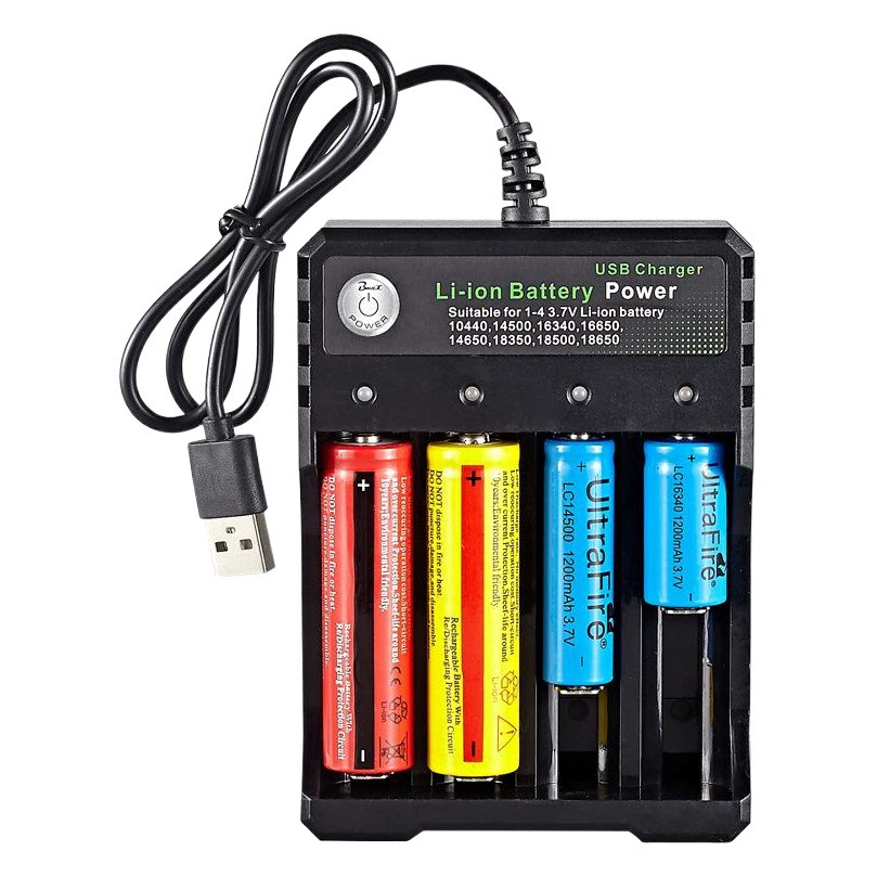 Умное зарядное устройство для 18650 аккумуляторов, 4 слота, USB, для фонариков, усилителей, литиевых батарей 3.7В, независимая зарядная станция 4.2В