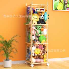 跨境木制玩具收纳架大容量毛绒玩具填充物玩具展示架落地式储物架