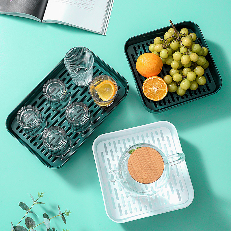 Hogar sala de estar taza bandeja de drenaje mesa de té taza de té de escritorio taza de fruta bandeja palillos drenaje cesta cosméticos bandeja de control de agua