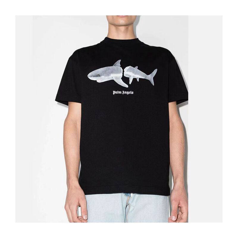 European and American Pure Cotton Trendy Palm Angel 22Ss Chest Shark Print Loose Summer Men's and Women's Short-Sleeved Casual T-Shirt V European and American Pure Cotton Trendy Palm Angel 22Ss Chest Shark Print Loose Summer Men's and Women's Short-Sleeved Casual T-Shirt V