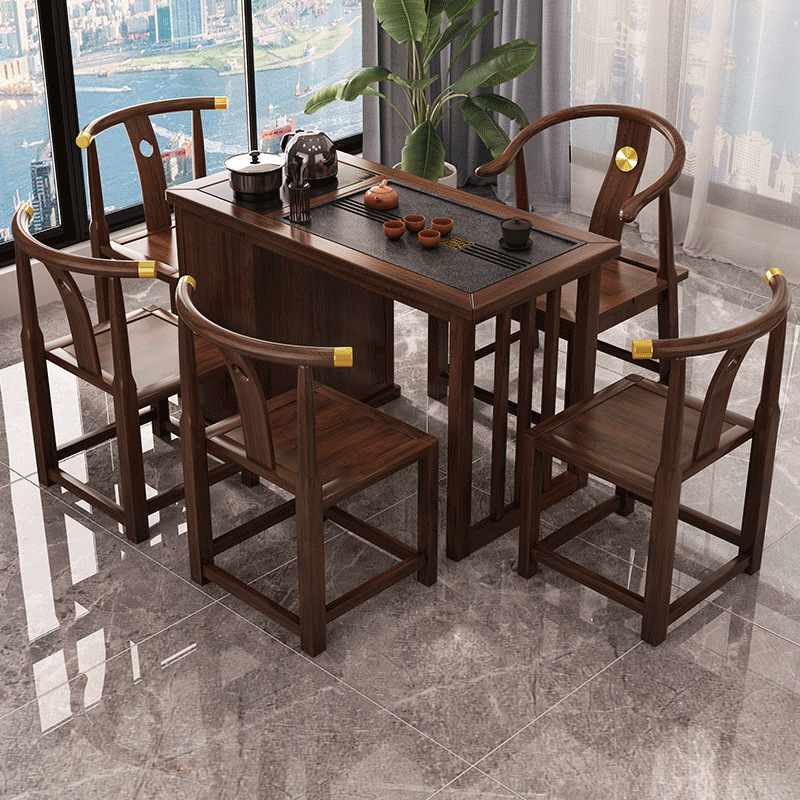 Mesa de té de madera sólida pequeña tetera rectangular de alta calidad mesa de té combinación de madera de goma nueva sala de estar china integrada
