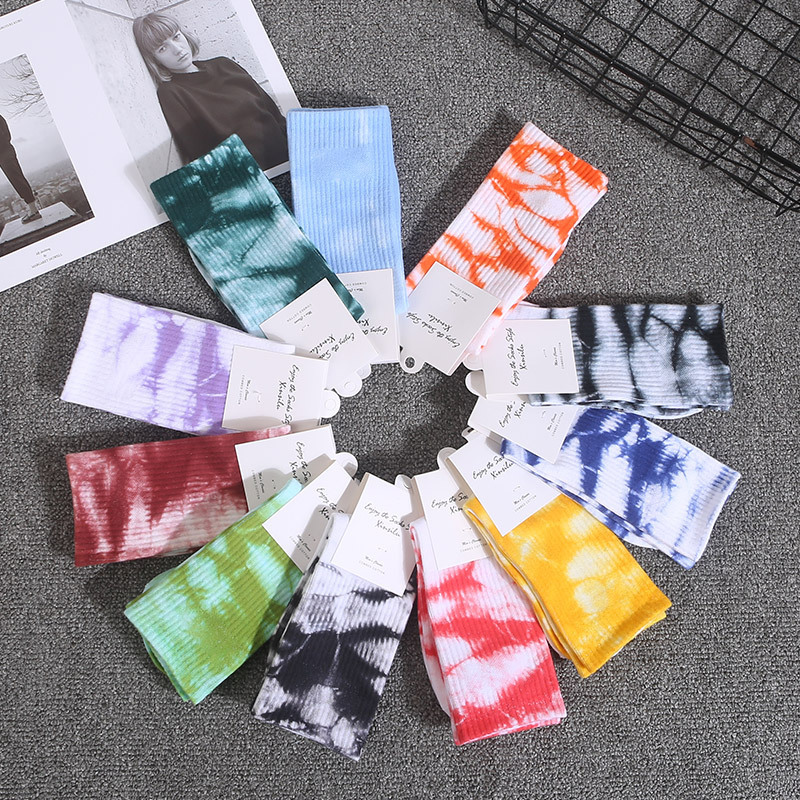 Fashionable Brand Couple Cotton Socks High Socks Street Fashion Hip-Hop Style Men's and Women's Socks Tie-Dye Craft Stylish Fashion