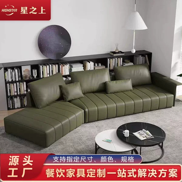 Living Room Corner Sofa Microfiber Leather Imitation Leather Sofa Three-Person Combination Corner Sofa High-End Nordic Sofa