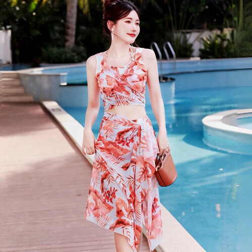 New bikini set, sexy hot spring vacation beach swimming suit, three-piece set for women, wholesale