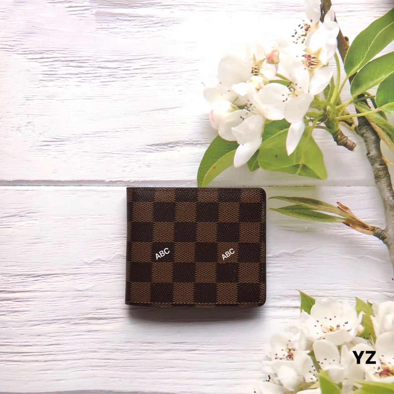 2023 color sólido en stock marca independiente de los hombres casual transpirable vertical Square Wallet Fold impreso Plaid cartera