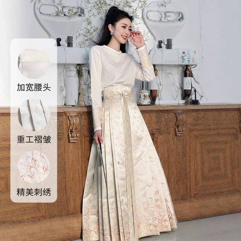 Новая женская юбка-мамьян в китайском стиле 2025 года, белая, высококачественная, в легком национальном стиле, улучшенный вариант ханьфу, элегантная и универсальная полуюбка.