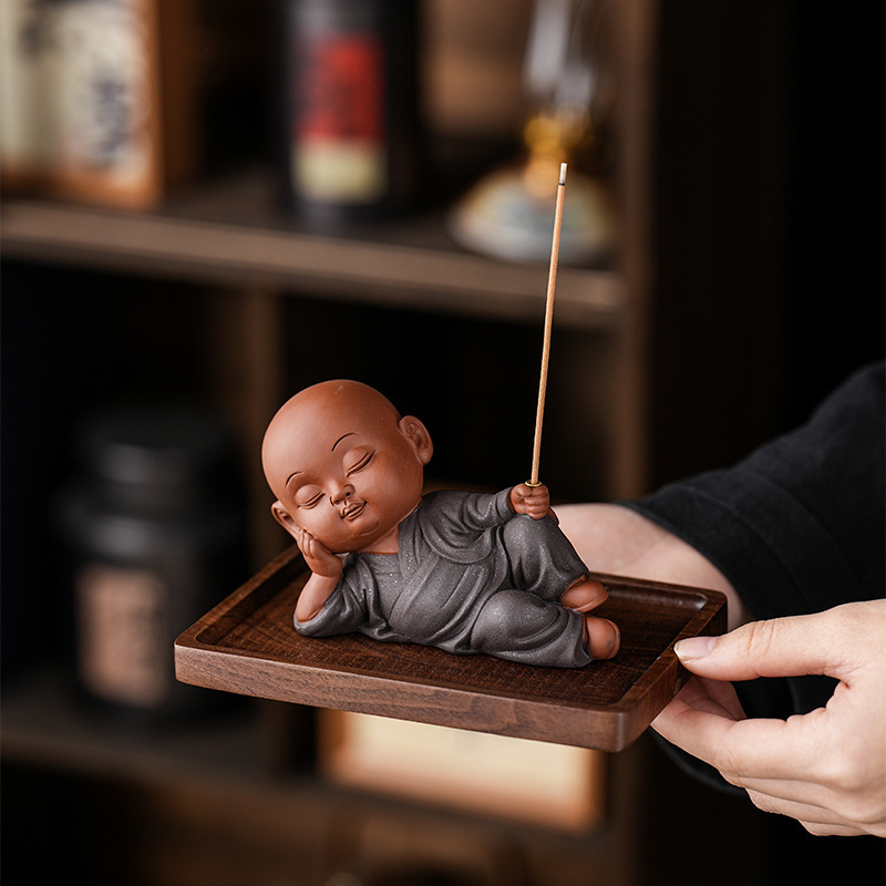 Purple Clay Zen Monk Tea Pet Ornament, Multifunctional Incense Burner, Incense Holder for Home Use, Zen-Style Tea Ceremony Incense Holder