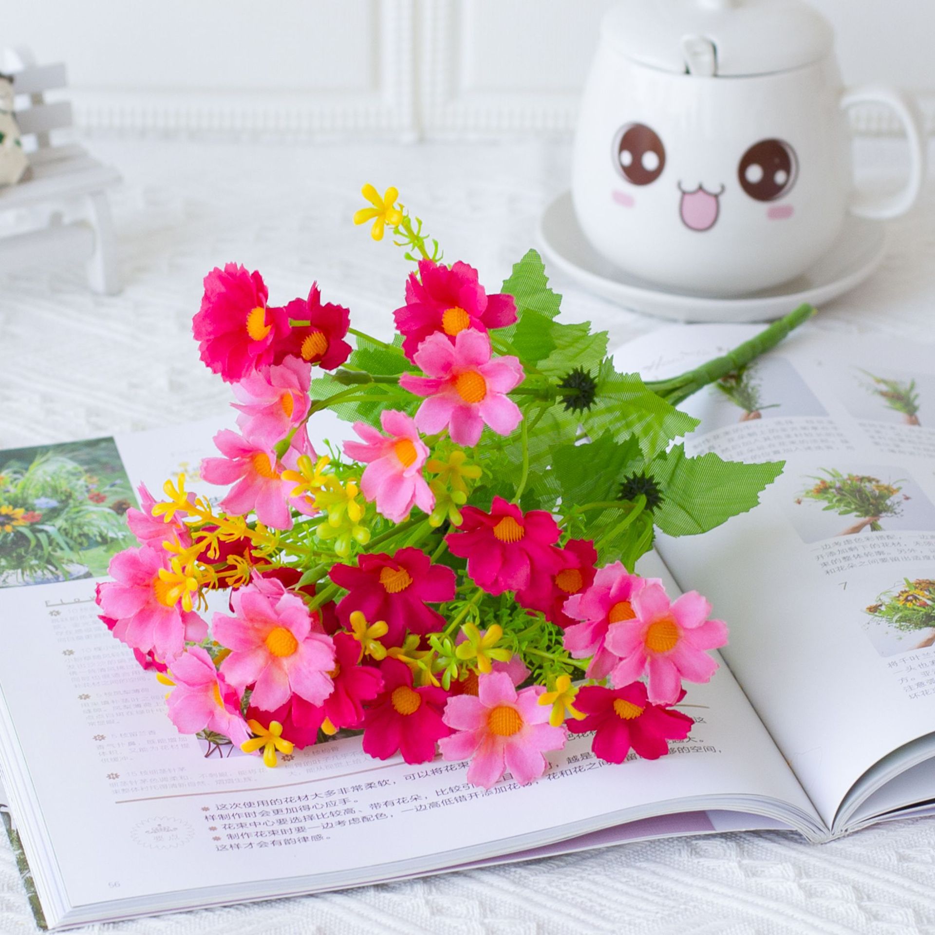 7 orquídeas de salto de horquilla jardín decorativo interior y exterior flores de seda flores falsas flores de flores de simulación