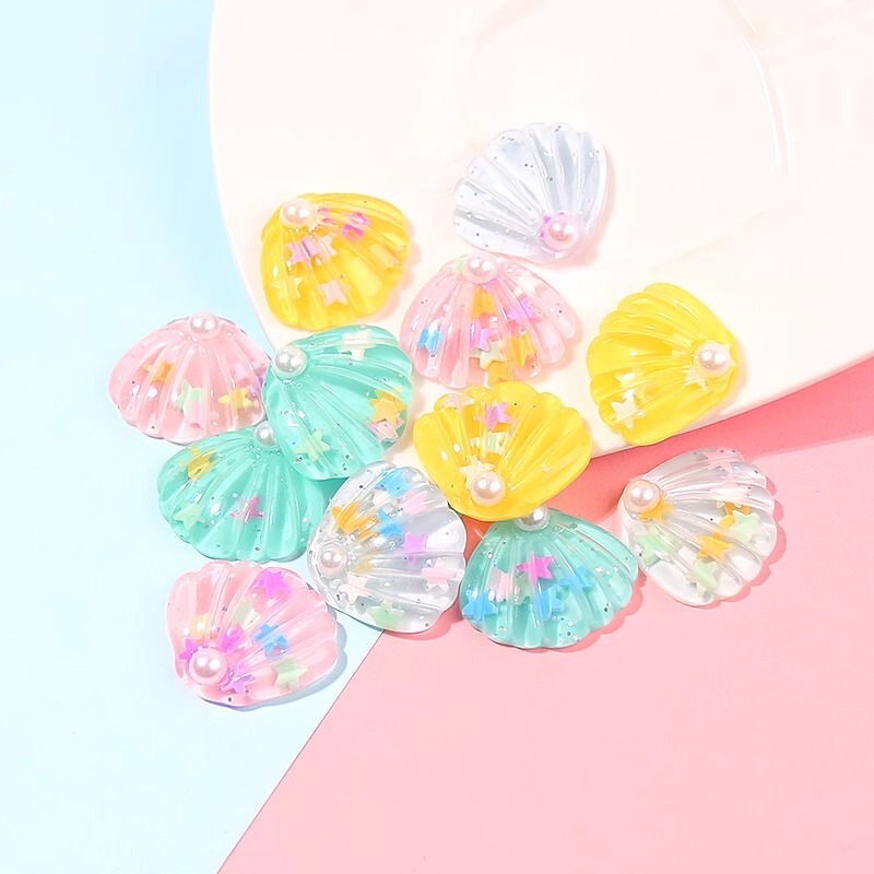 Resin simulation shell fine flashing five-pointed star sequins small fresh earrings key chain pendant diy jewelry accessories