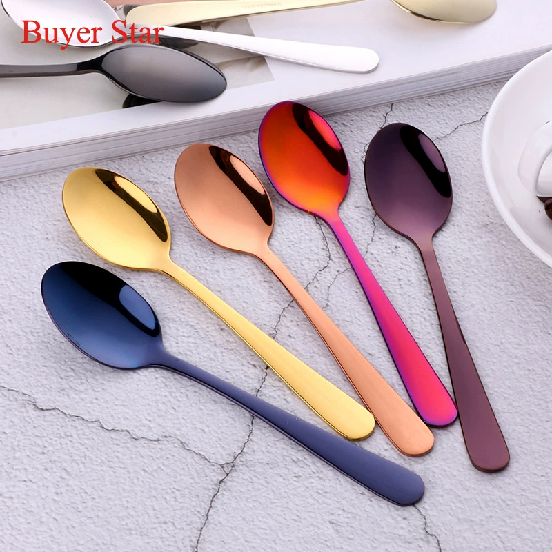 Корейская маленькая чайная ложка из нержавеющей стали, ложка для перемешивания кофе, десертная маленькая ложка для торта, производитель может напечатать логотип