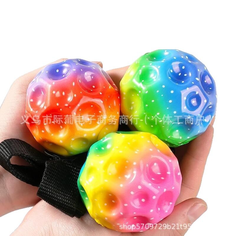 PU elastomético tirando de vuelta pulsera mano-ojo entrenamiento de coordinación lunar piedra de alto rebote juguetes de ejercicio para niños lotes