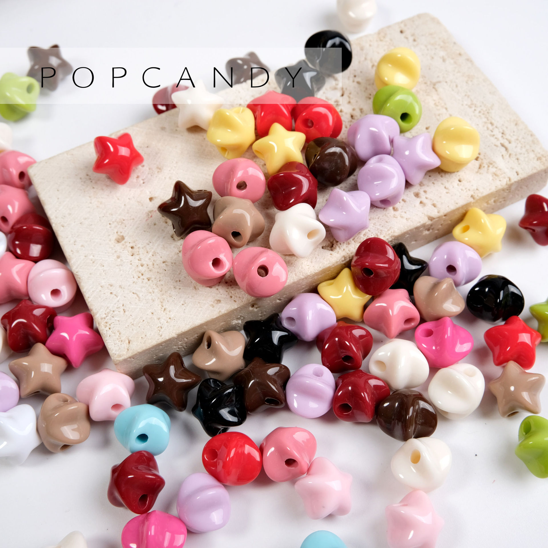 Acrílico color sólido estrella de cinco puntas accesorios pequeños cuentas accesorios de joyería de bricolaje hechos a mano cadena de teléfono móvil llavero material cuentas